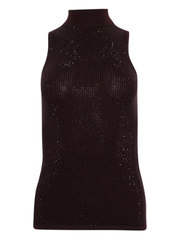 David Koma Rhinestone-embellished Top in Brown