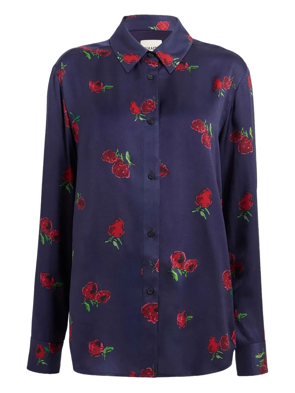 KHAITE rose-print button-down shirt | Blue | Image 1