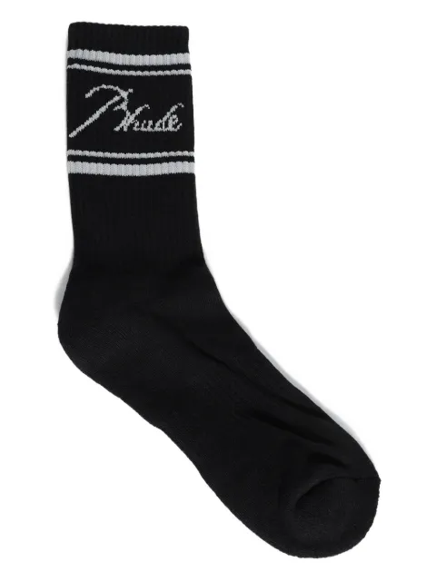 RHUDE script logo-detail striped sock
