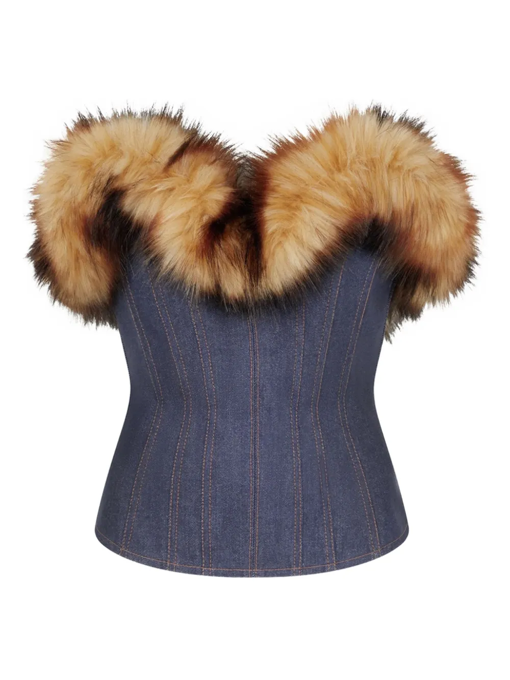 David Koma top estilo corset con ribete texturizado | azul | Image 1