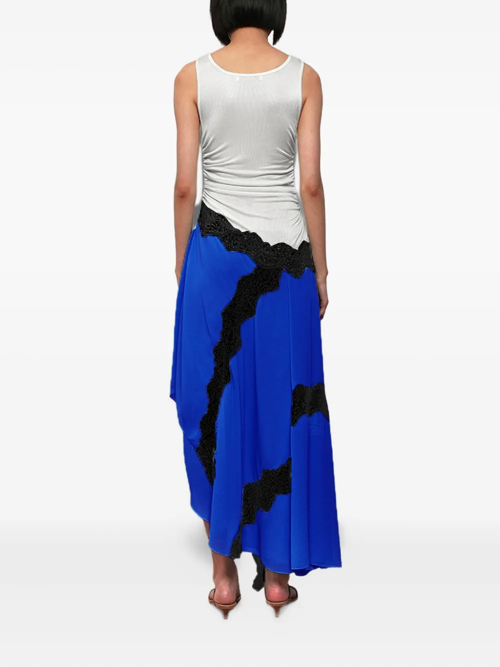 Christopher Esber Asymmetrische gesmockte jurk met afwerking van kant Blauw