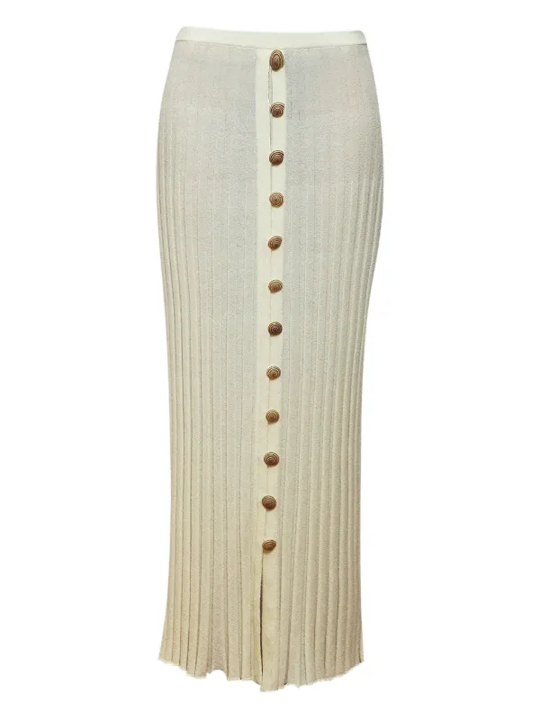 Christopher Esber Pleated Buttoned Skirt in White