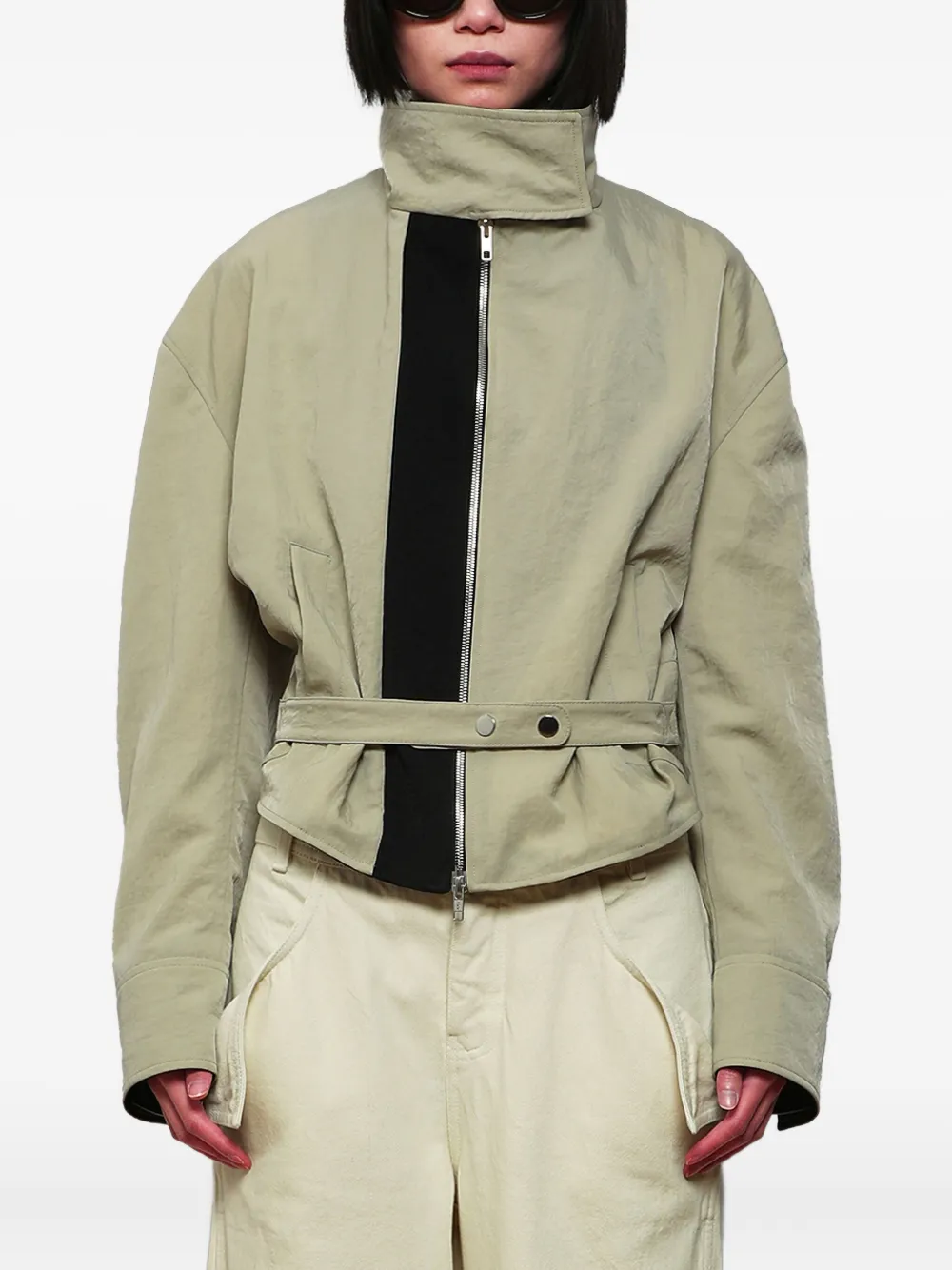 Christopher Esber Belted Panelled Jacket In Gray