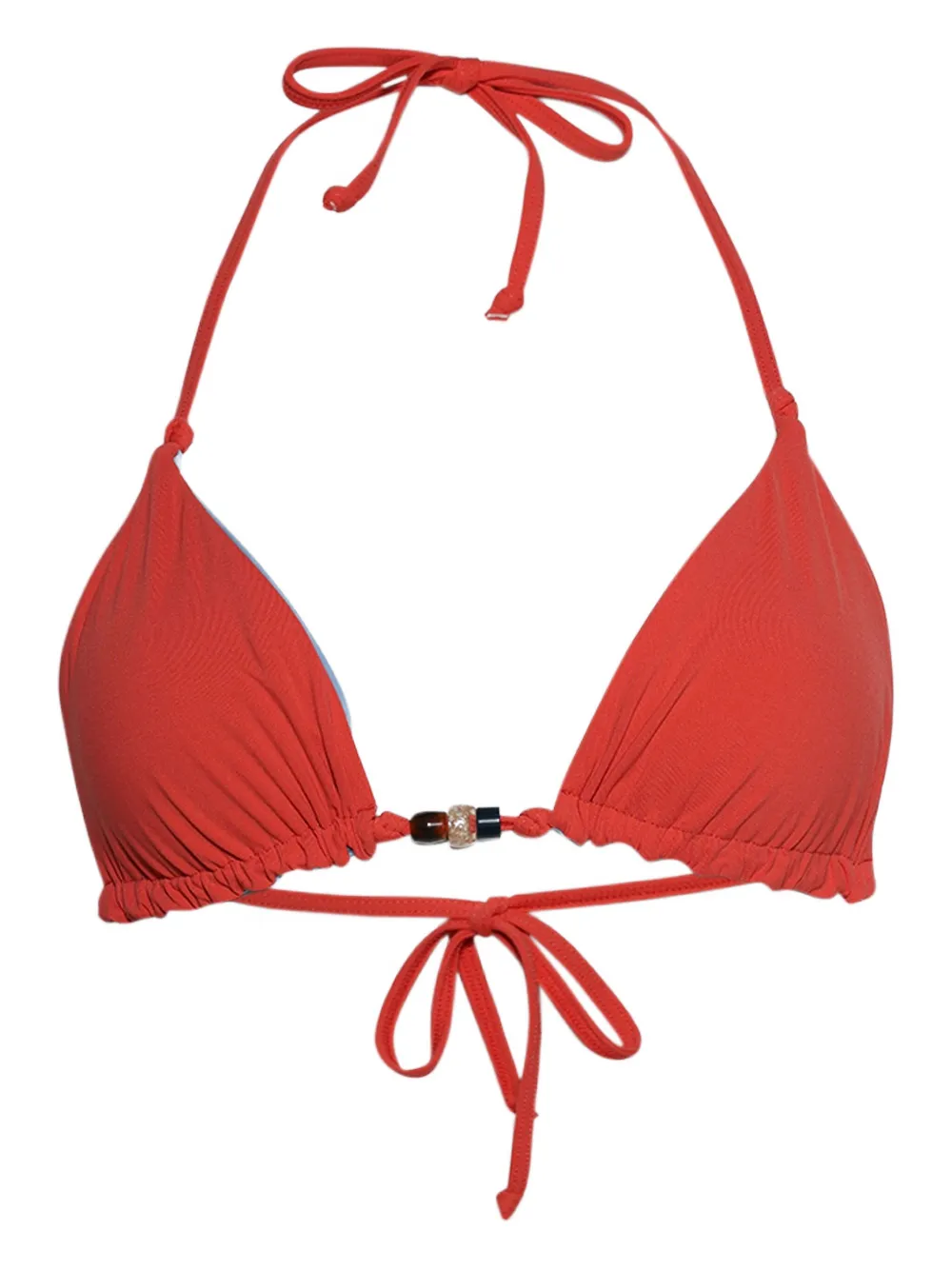 Bound Triangle Beaded Bikini In Red