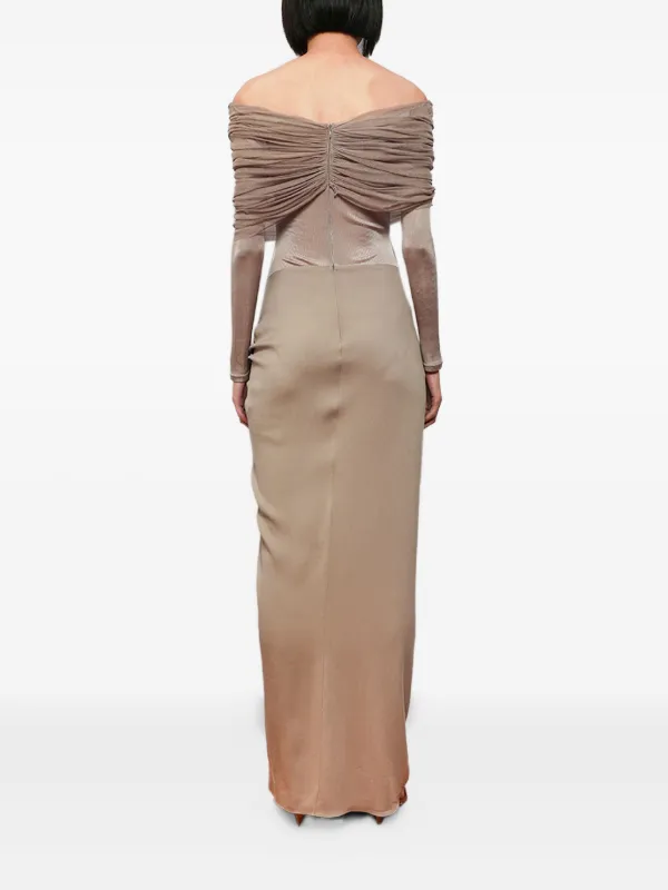 christopher esber strapless gathered silk maxi dress Christopher Esber Arced Palm Dress