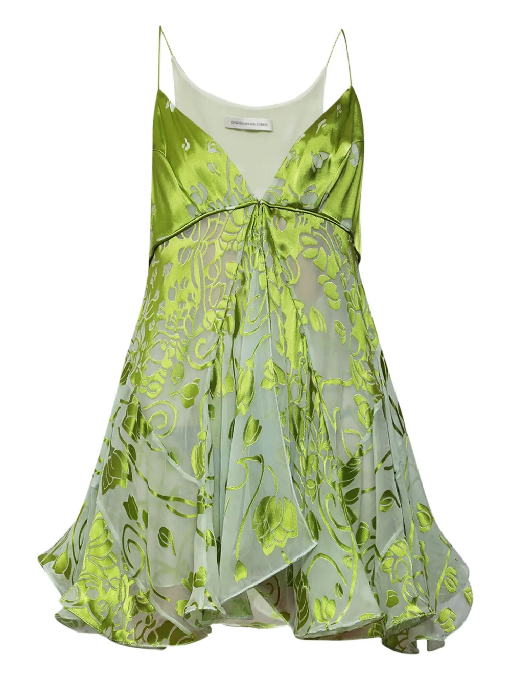 Christopher Esber burnout floral-print mini dress | Green | Image 1