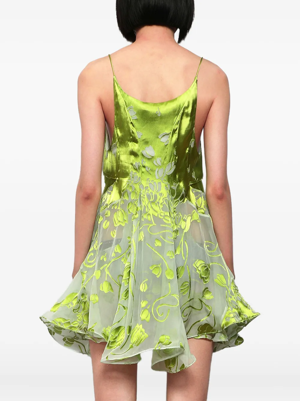 Christopher Esber Burnout Floral-print Mini Dress In Green