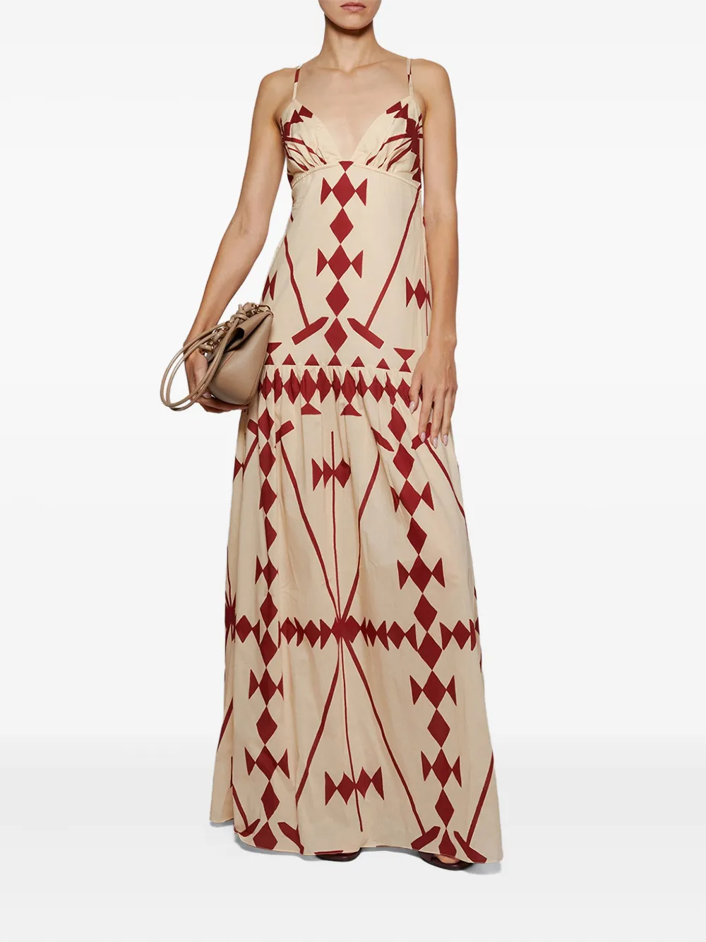 Johanna Ortiz Zea Palm jurk met geometrische print - Beige