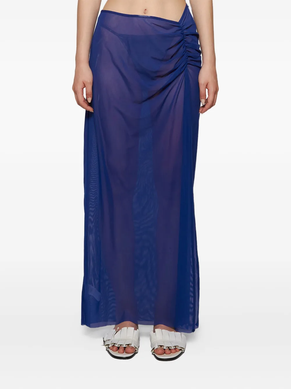 Bond-eye Claudia gedrapeerde mesh maxi-rok Blauw