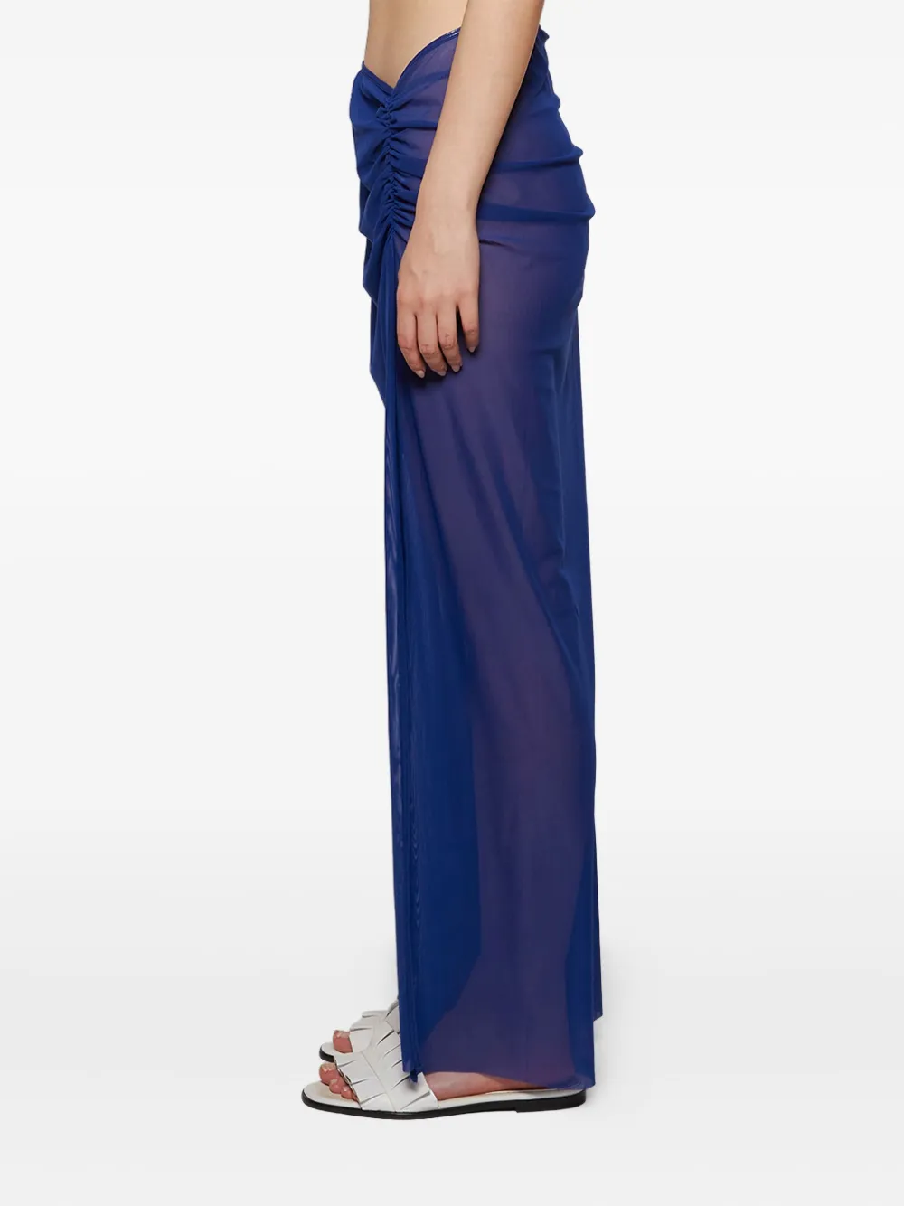 Bond-eye Claudia gedrapeerde mesh maxi-rok Blauw