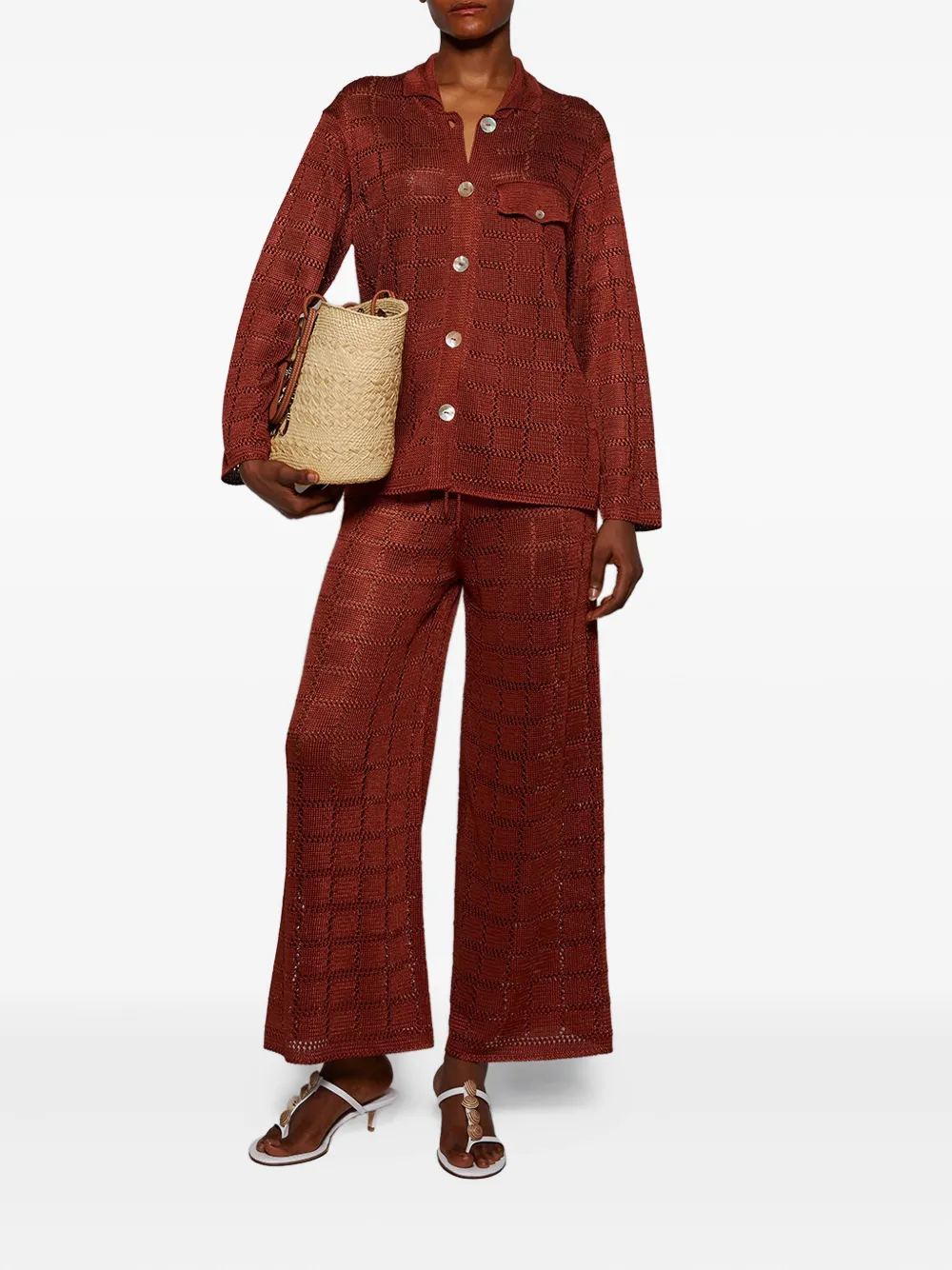 Calle Del Mar grid-pattern knitted trousers | Wide-Leg Pants | Image 2