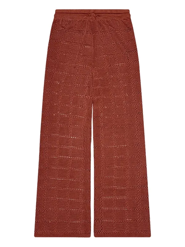 Calle Del Mar Grid-pattern Knitted Trousers in Red