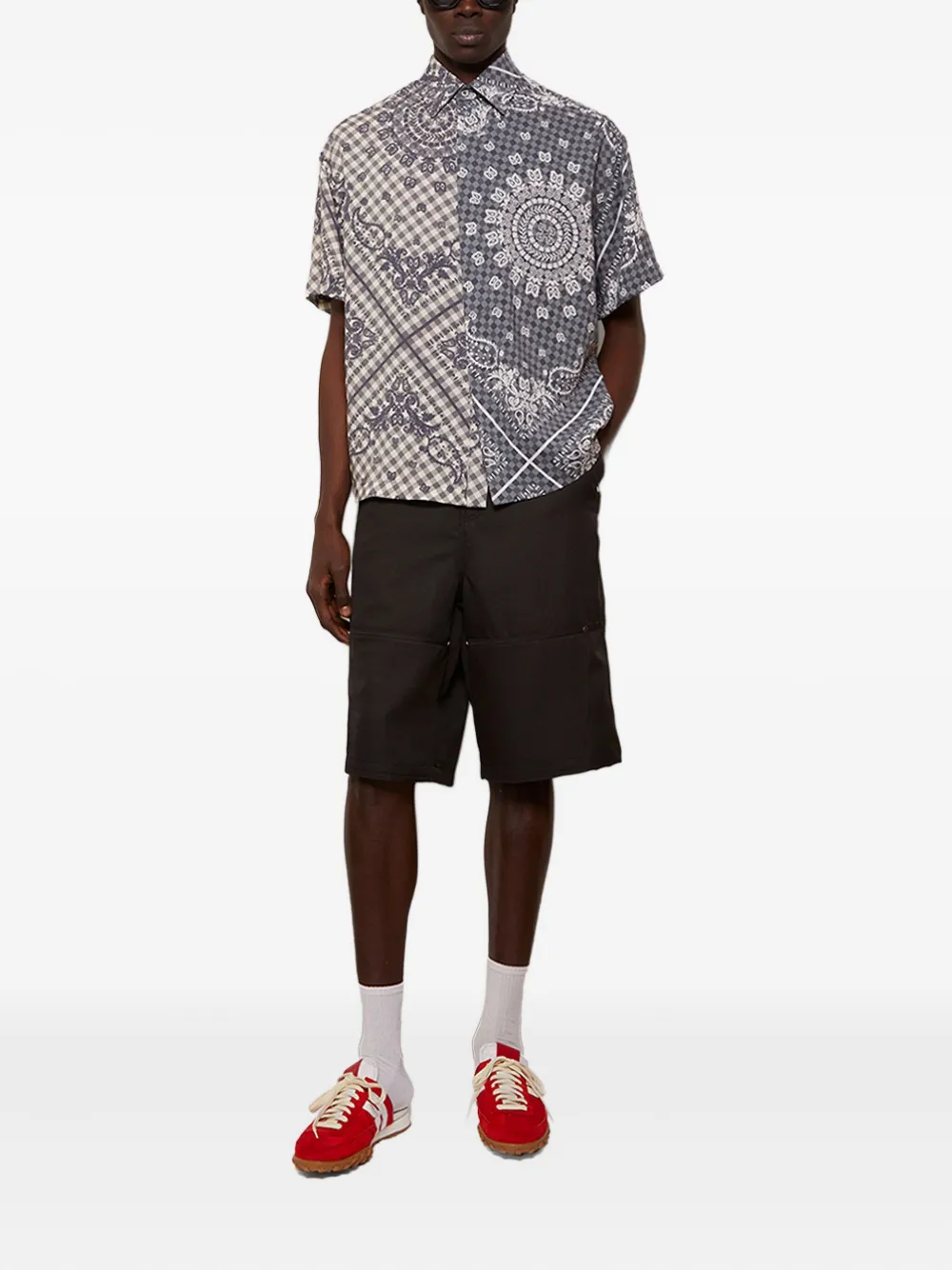 RHUDE Overhemd met bandanaprint en gingham ruit - Zwart