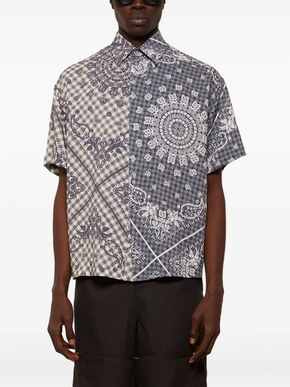 RHUDE Overhemd met bandanaprint en gingham ruit Zwart