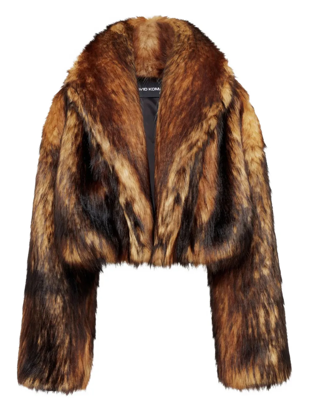 David Koma faux-fur cropped coat | Brown | Image 1