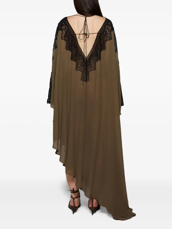 christopher esber green lace dress CHRISTOPHER ESBER Size 6 Green Black Viscose Polyester Lace Asymmetric –  Sui Generis Designer Consignment main image 0