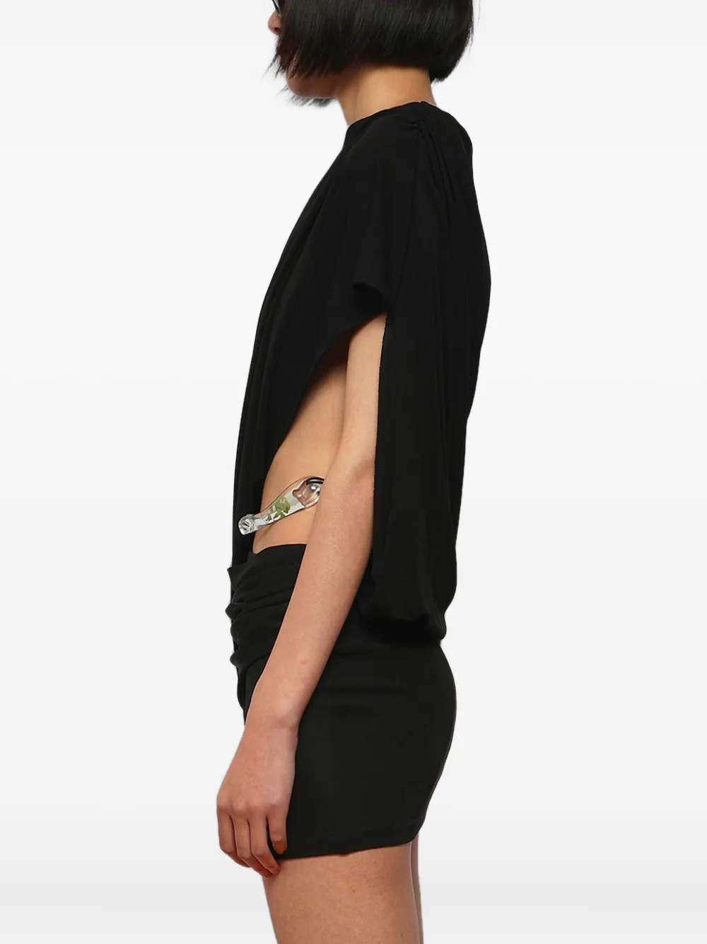 Christopher Esber Black Encased Nature Resin Draped Jersey Minidress In Black