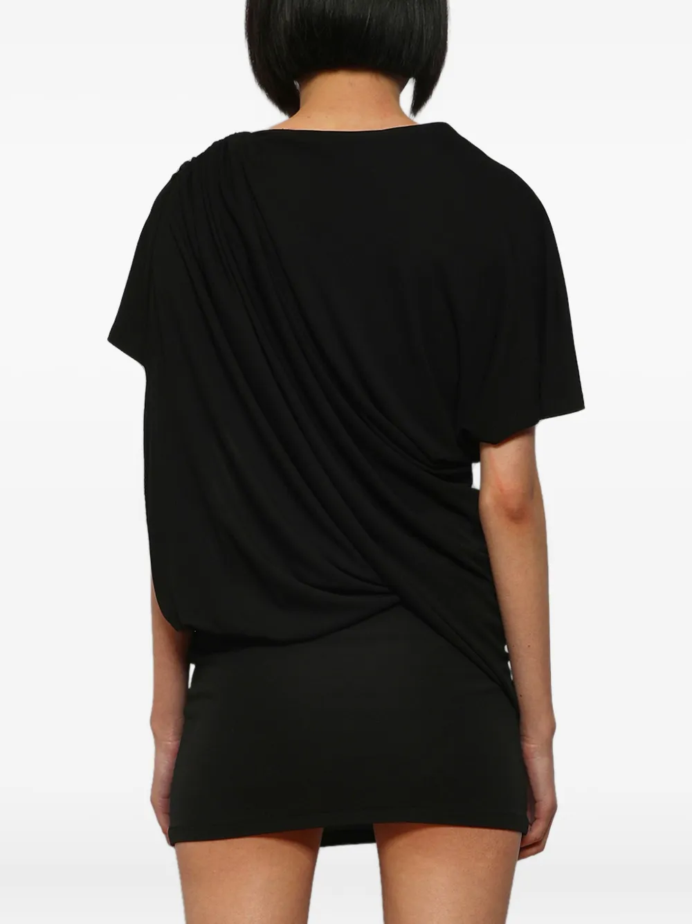 Christopher Esber Black Encased Nature Resin Draped Jersey Minidress In Black