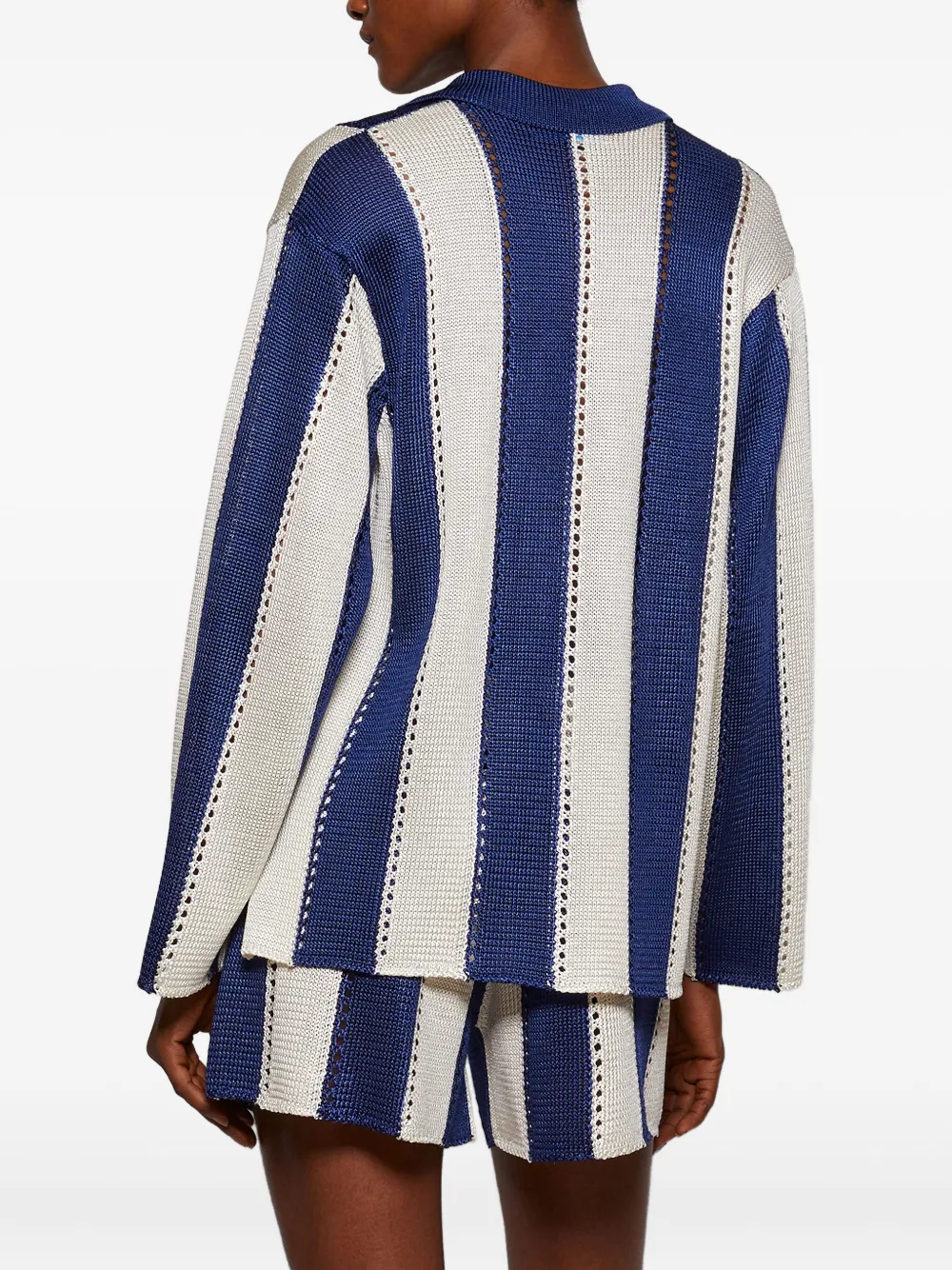 Calle Del Mar Cabana Stripe Long Sleeve Shirt In Blue