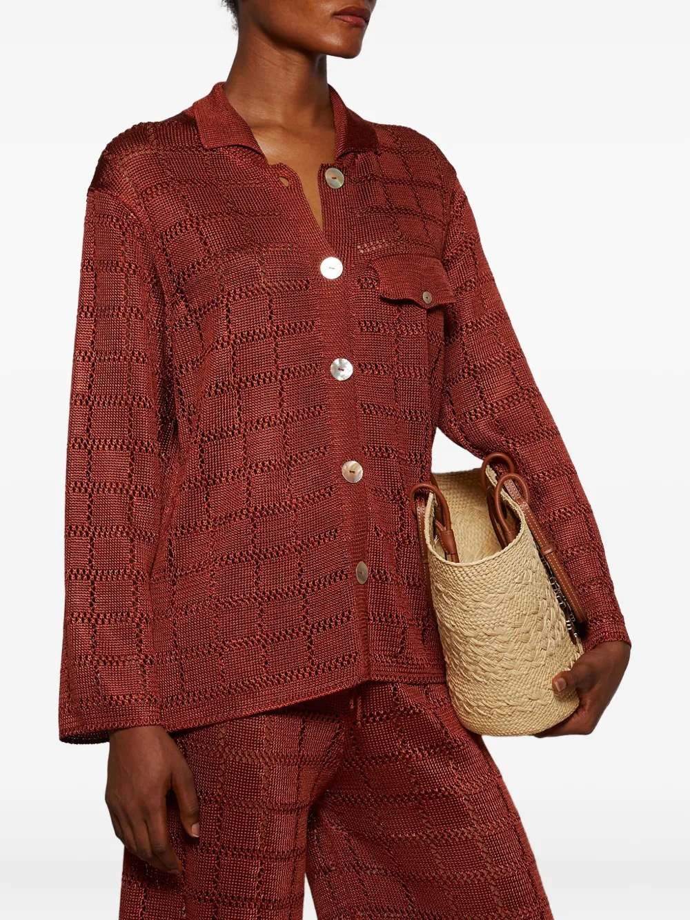 Calle Del Mar Long-sleeve Grid-pattern Shirt In Red