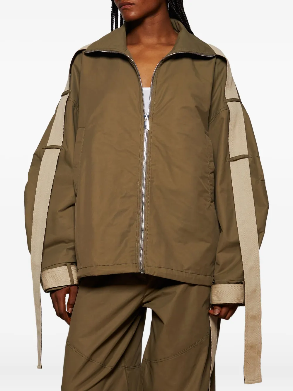 Attico String-detail Bomber Jacket In Green