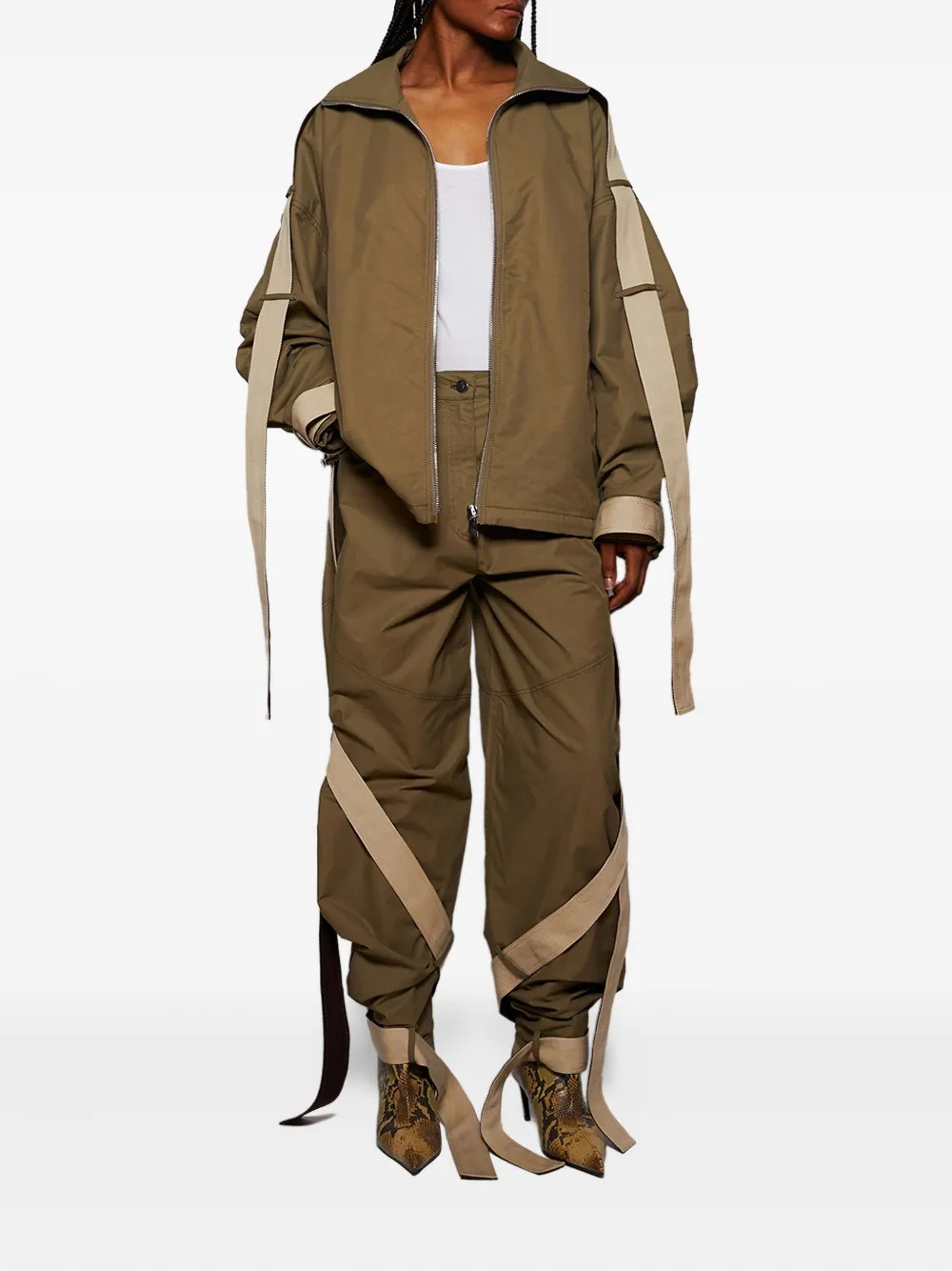 Attico String-detail Bomber Jacket In Green