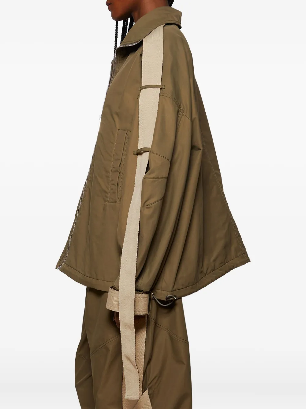 Attico String-detail Bomber Jacket In Green