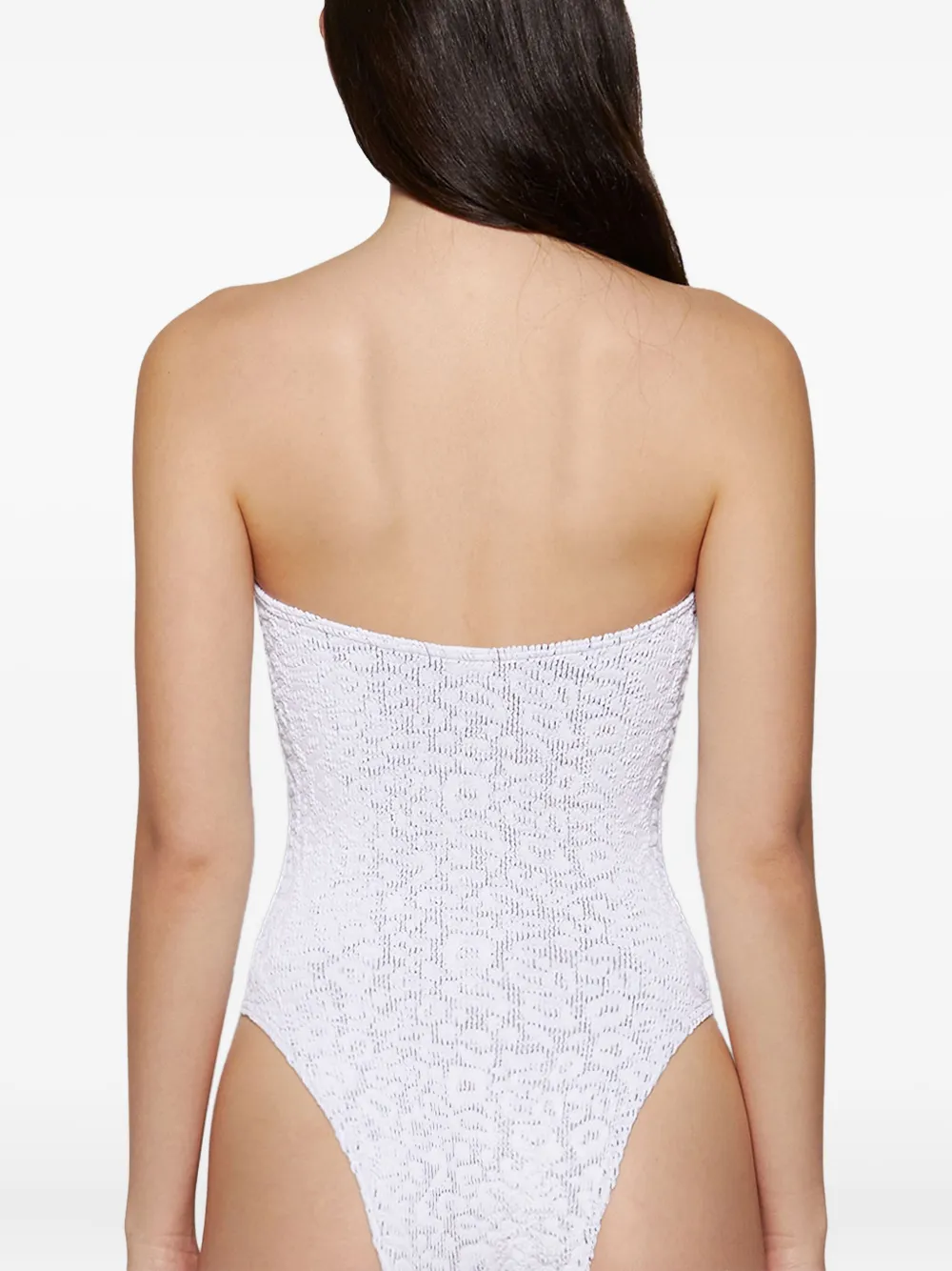 Bond-eye Fane strapless badpak met luipaardprint Wit