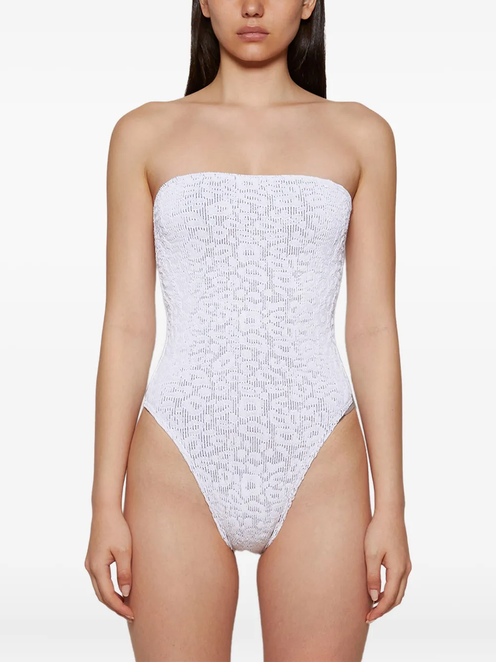 Bond-eye Fane strapless badpak met luipaardprint Wit