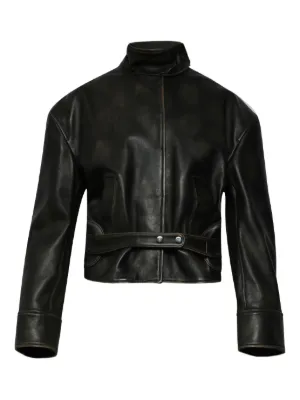 MM6 Maison Margiela Leather Jacket | Black | FARFETCH