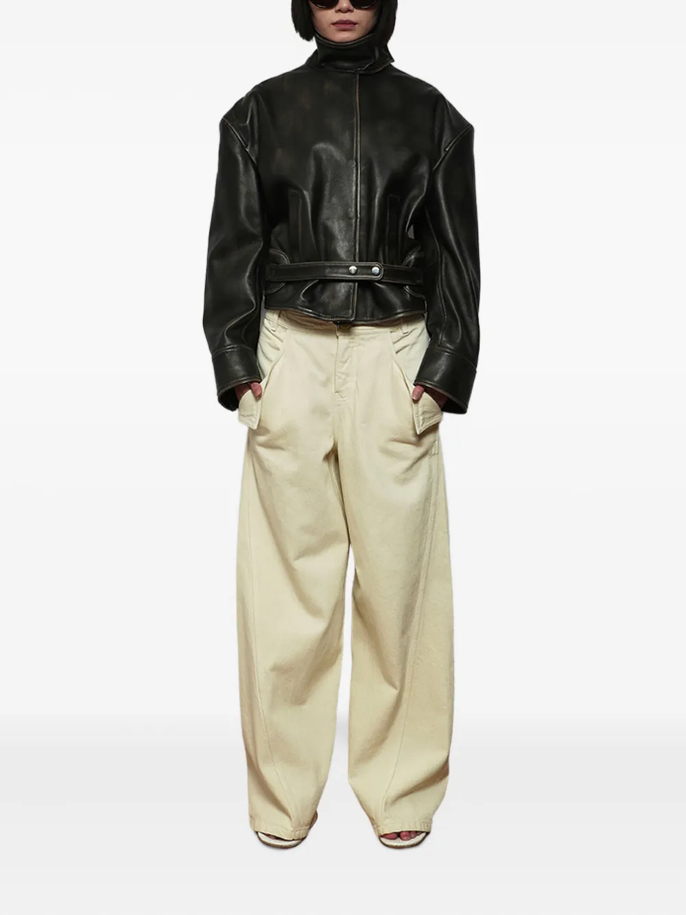 Christopher Esber burnished belted leather jacket | Leather Jackets | Image 2