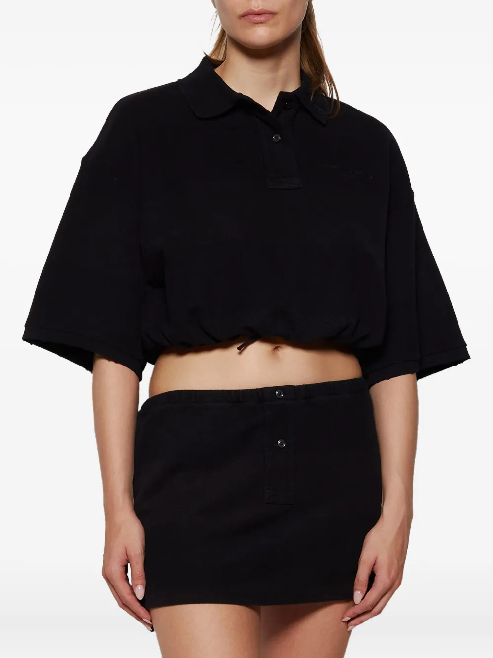 Alexander Wang T T By Alexander Wang Deconstructed Polo In Black