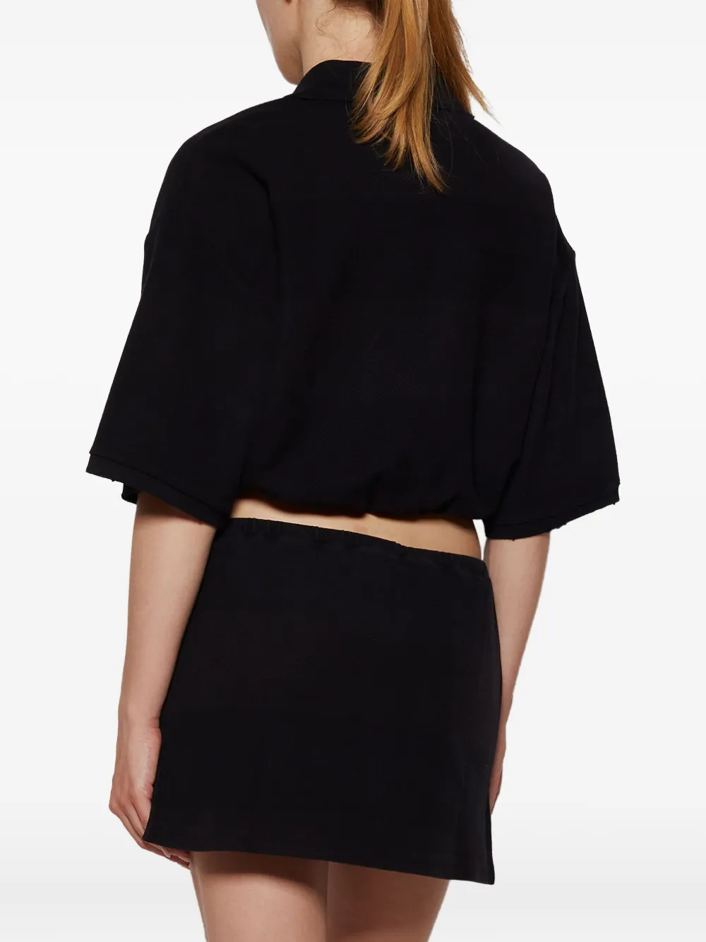 Alexander Wang T T By Alexander Wang Deconstructed Polo In Black