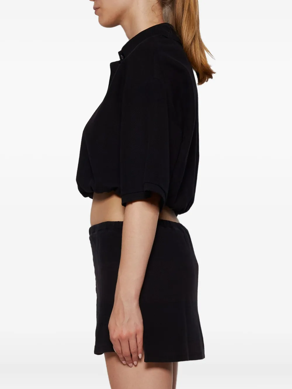 Alexander Wang T T By Alexander Wang Deconstructed Polo In Black