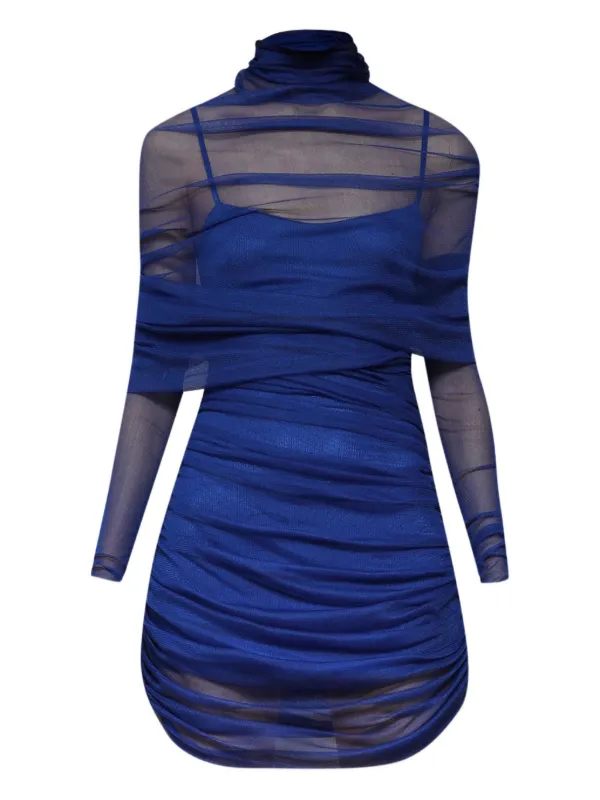 Christopher Esber Sheer Draped Mini Dress | Blue | FARFETCH
