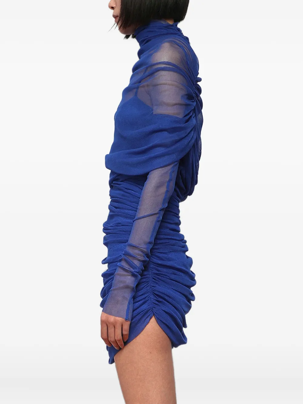 Christopher Esber Sheer Draped Mini Dress In Blue