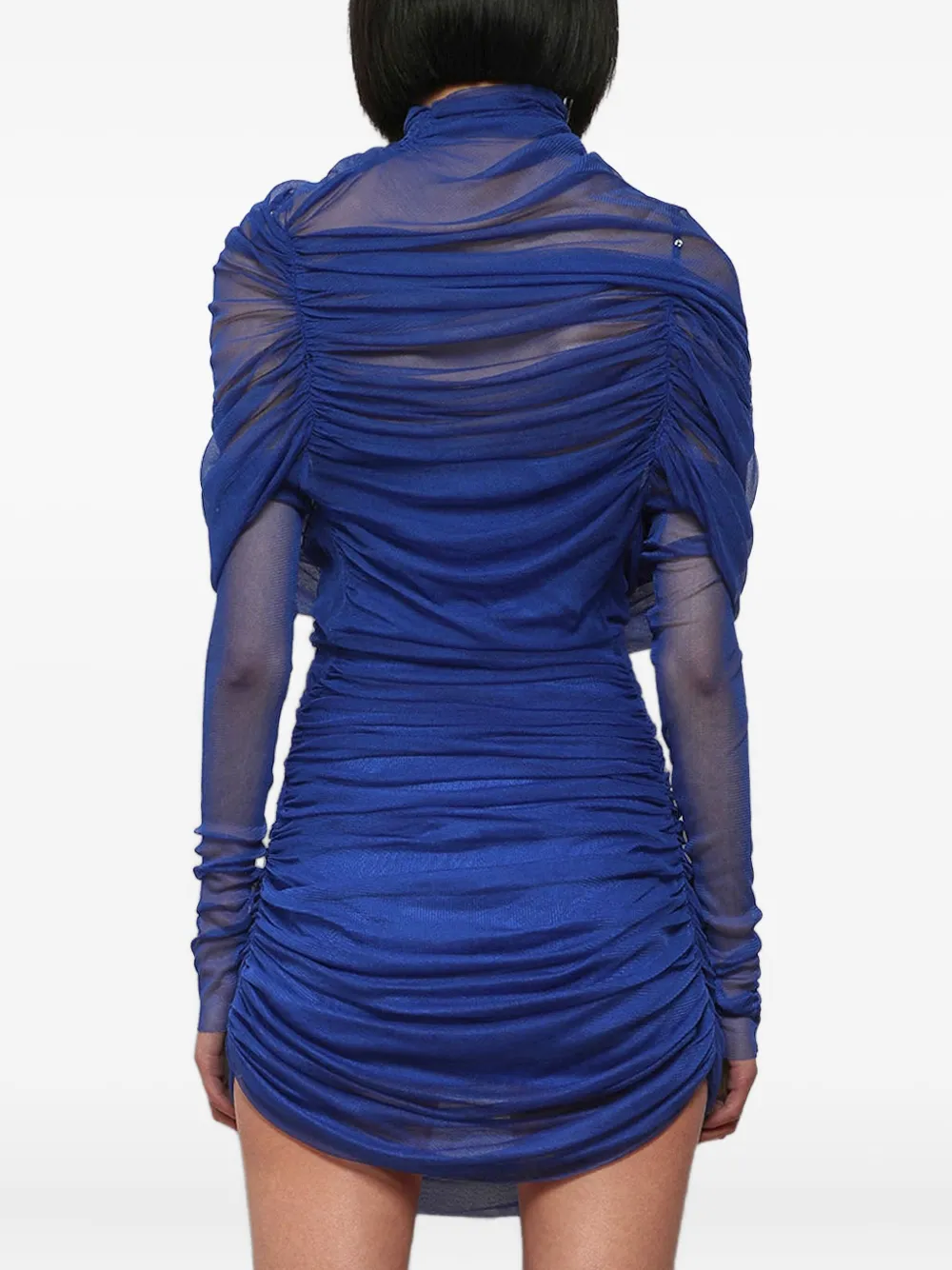 Christopher Esber Sheer Draped Mini Dress In Blue