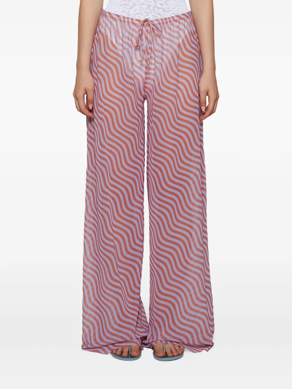 Bond-eye Riley wave-print drawstring trousers Oranje