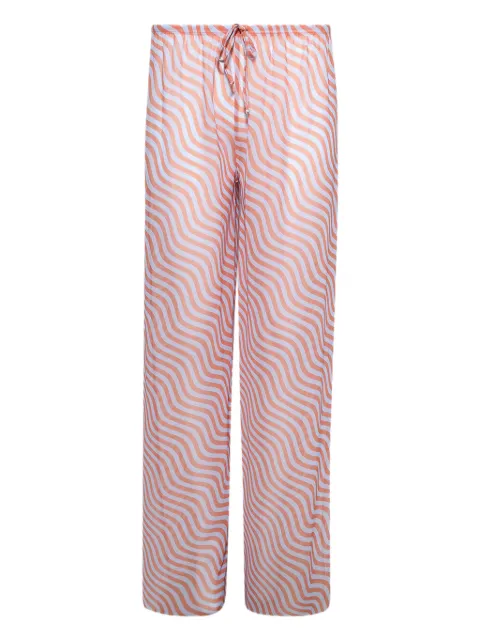 Bond-eye Riley wave-print drawstring trousers