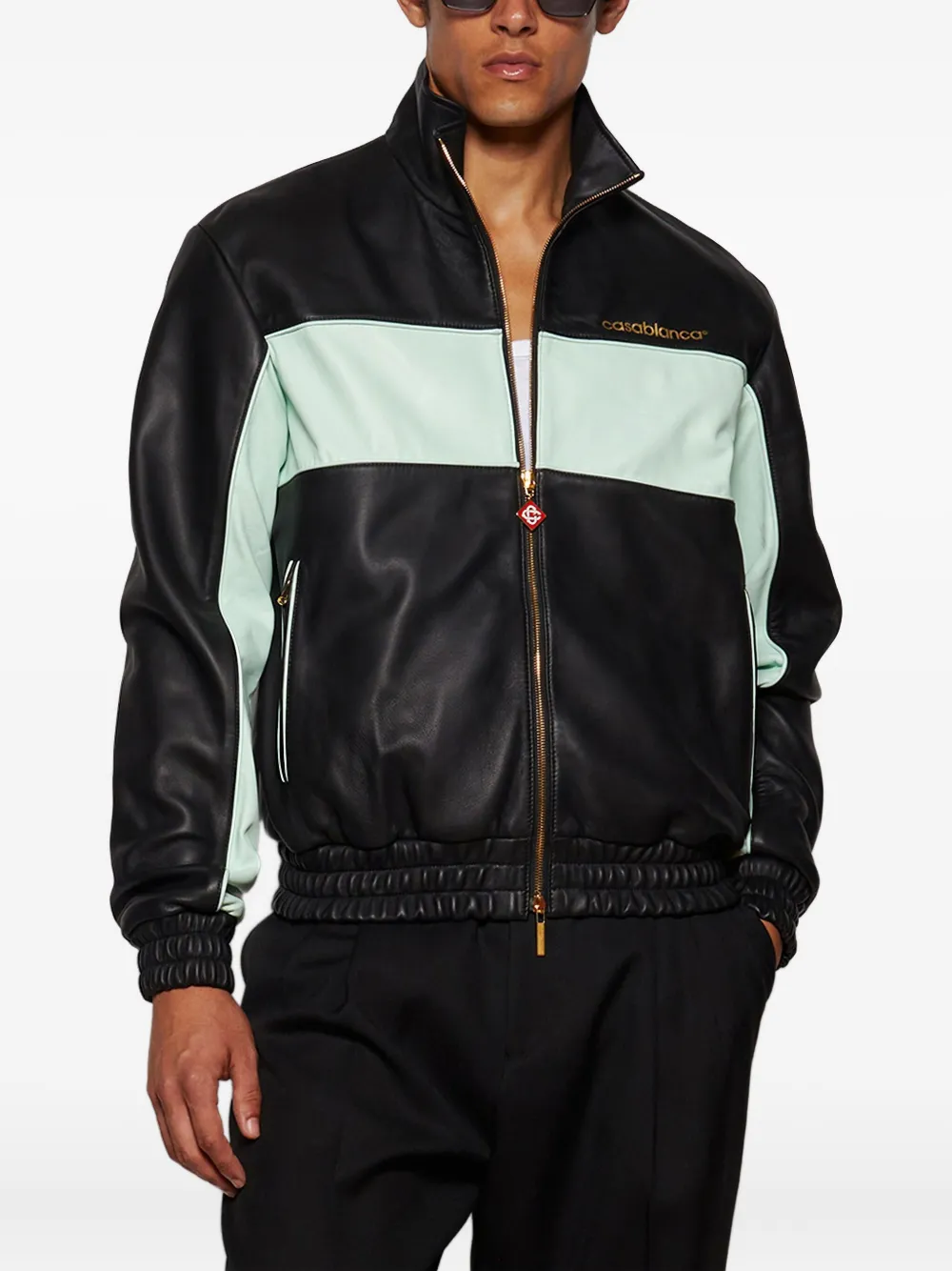 Casablanca Panelled Leather Jacket | Black | FARFETCH JO