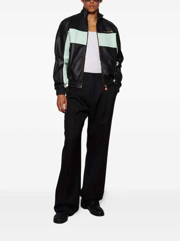 Casablanca Panelled Leather Jacket | Black | FARFETCH JO