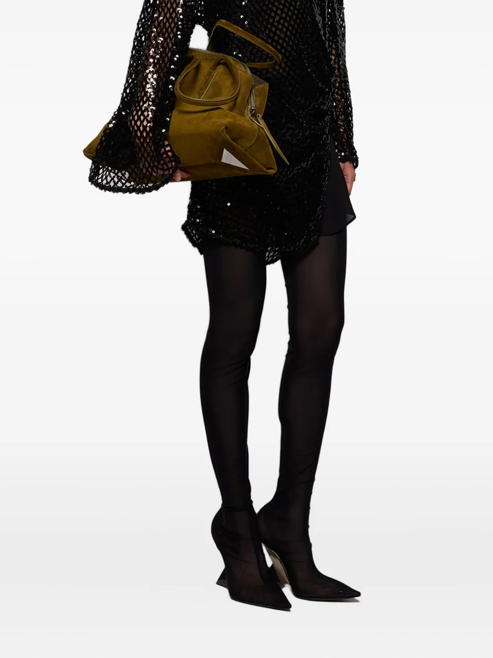 The Attico 105mm Cheopissima pointed thigh high boot Zwart