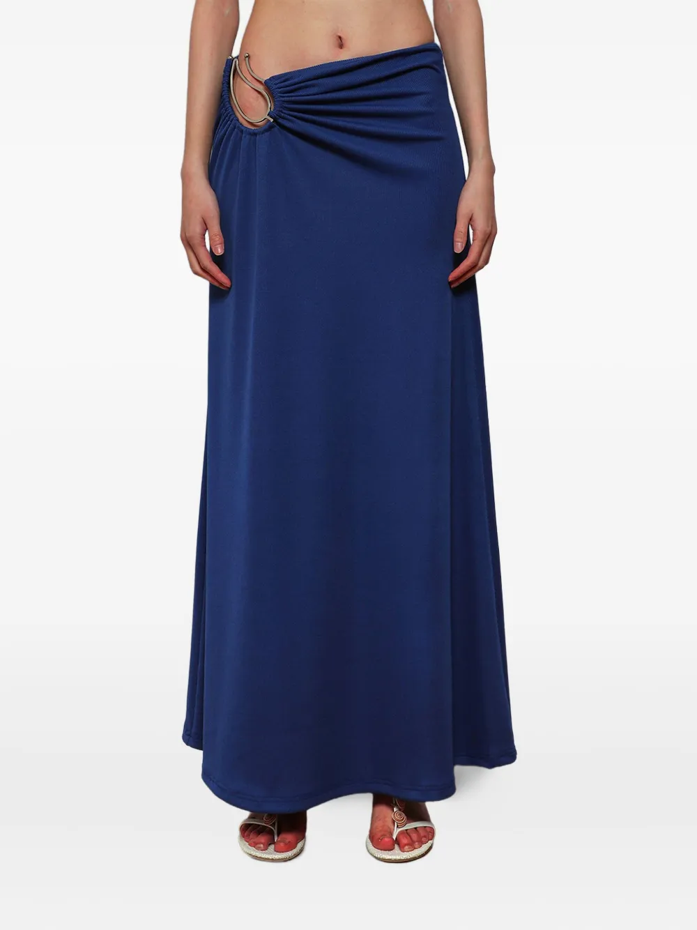 Christopher Esber Ruched Ring-detail Skirt In Blue