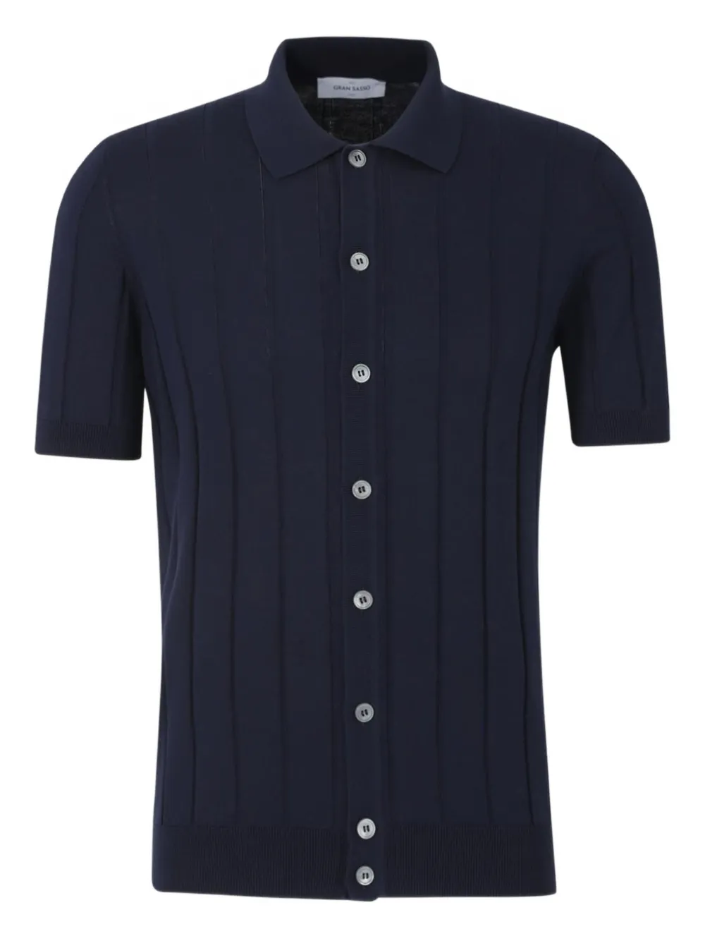 ribbed-knit polo shirt