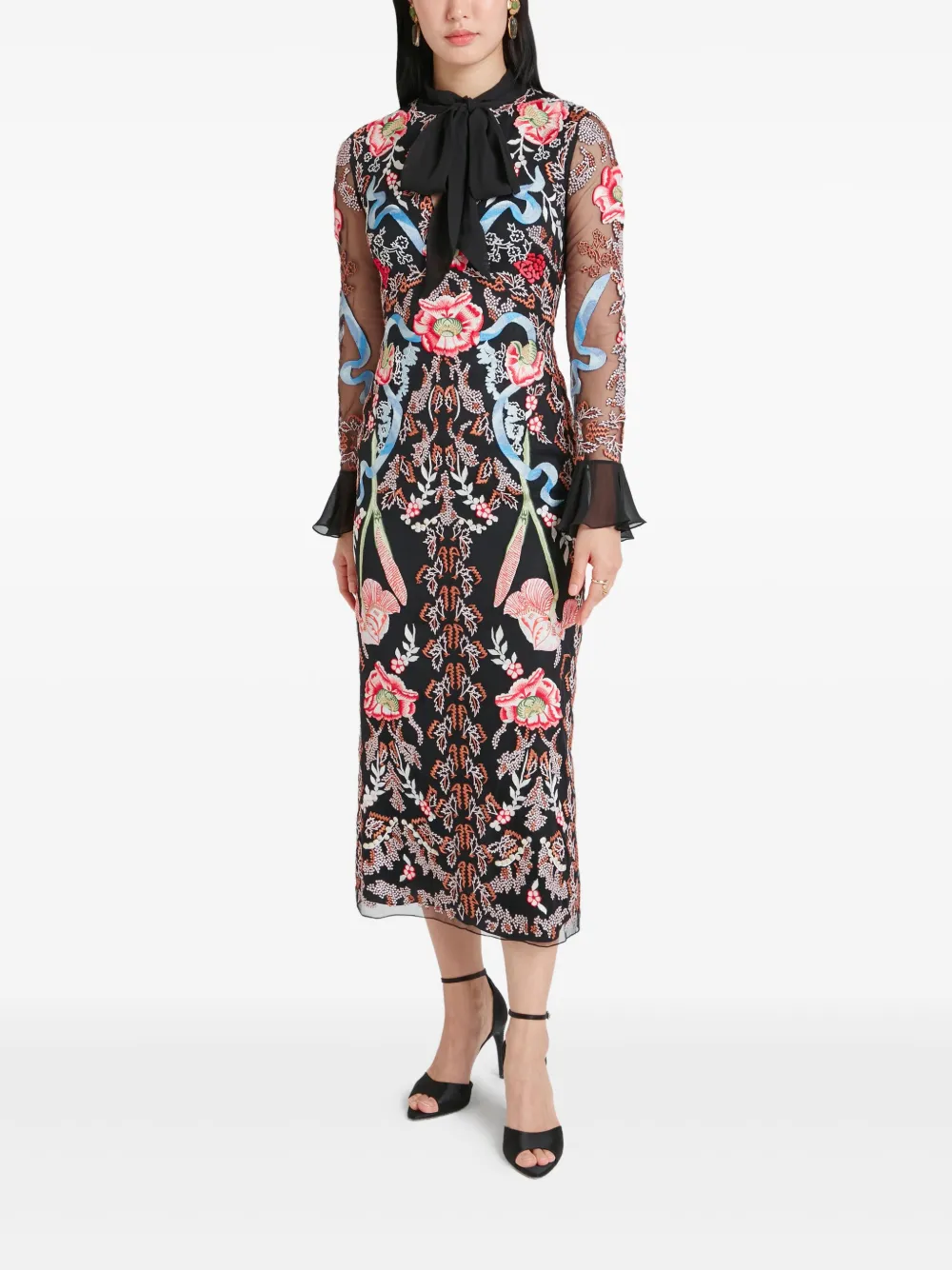 Temperley London Bilbao midi-jurk met strik - Zwart