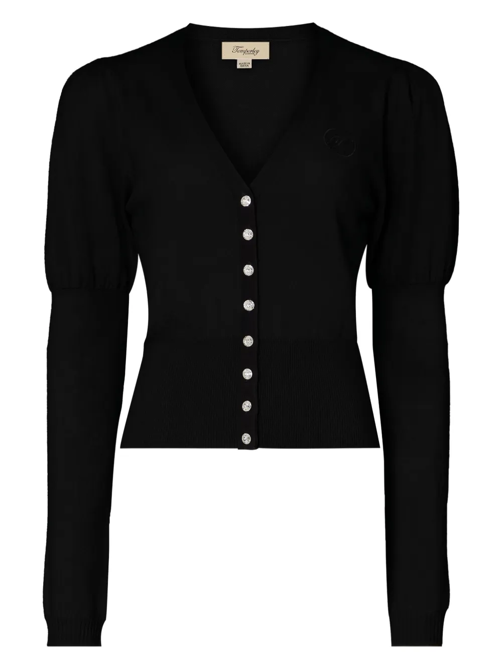 puff-sleeve cardigan
