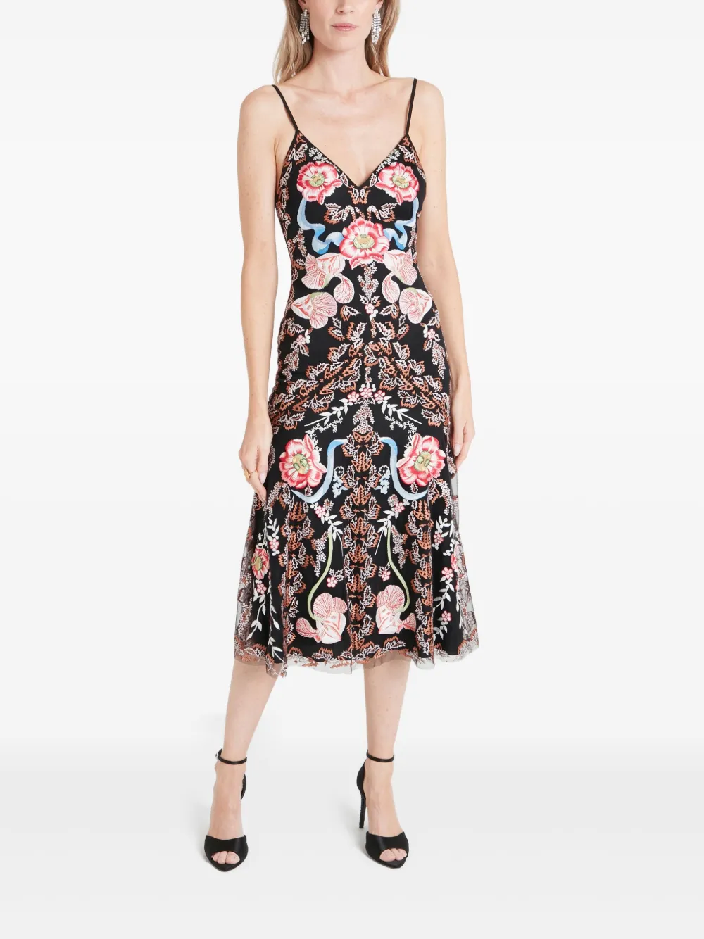 Temperley London Bilbao midi-jurk met bandjes - Zwart
