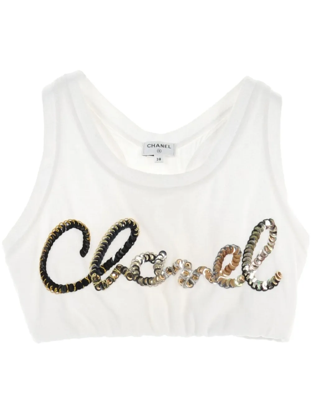 1986-1988 sequin-logo tank top
