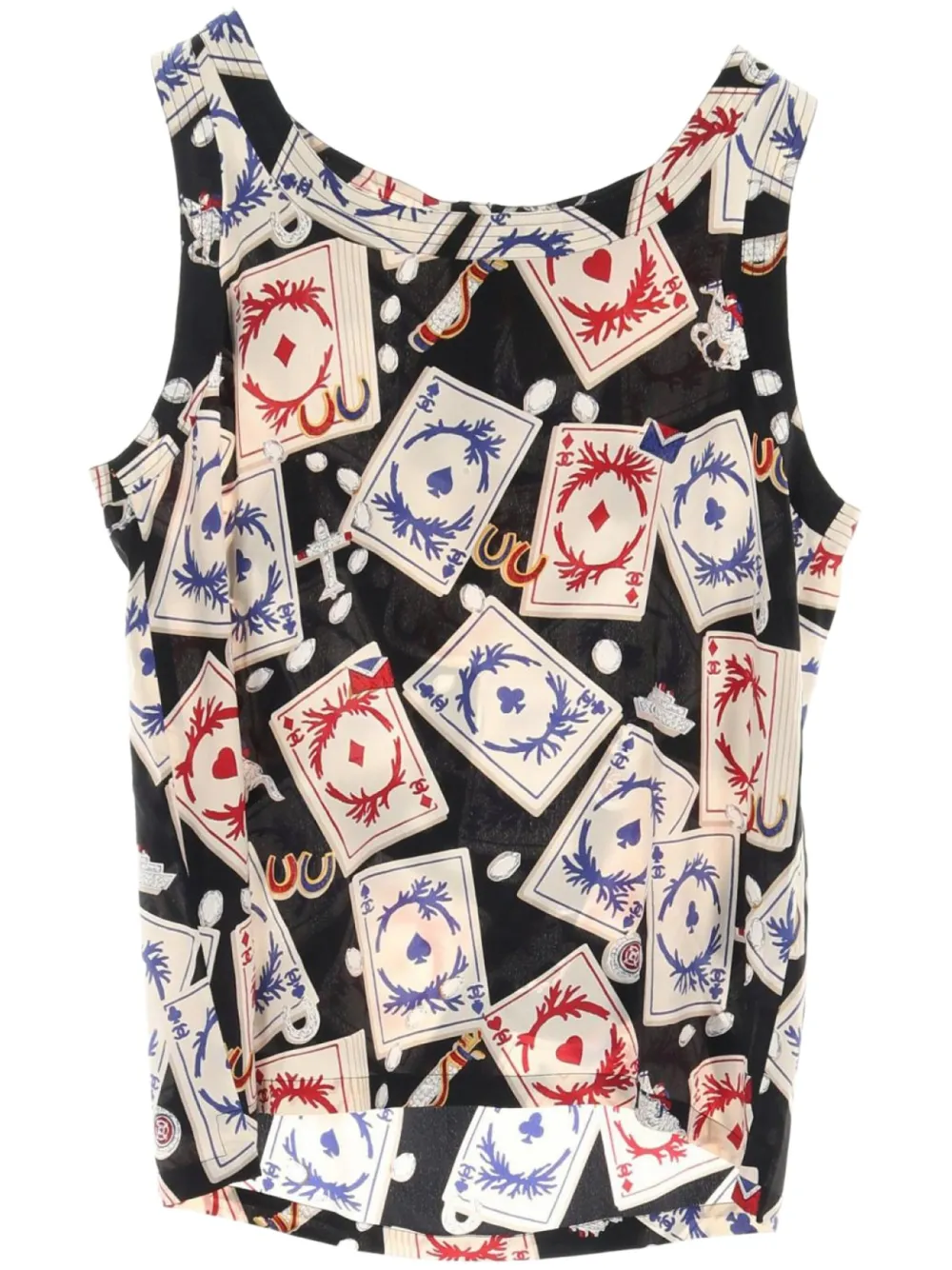 1986-1988s playing-cards-print tank top
