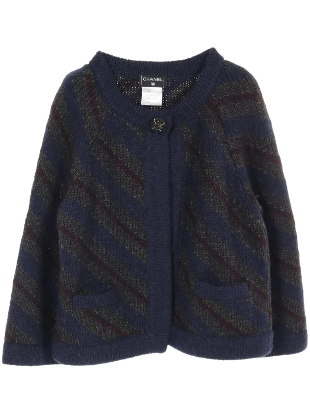 Pre-owned Chanel 1986-1988s Wool-blend Cardigan In Blue